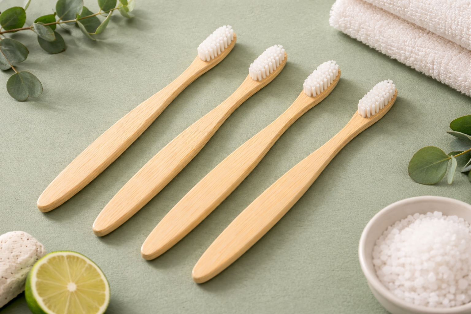 Bamboo Toothbrush Set (4 Pieces)